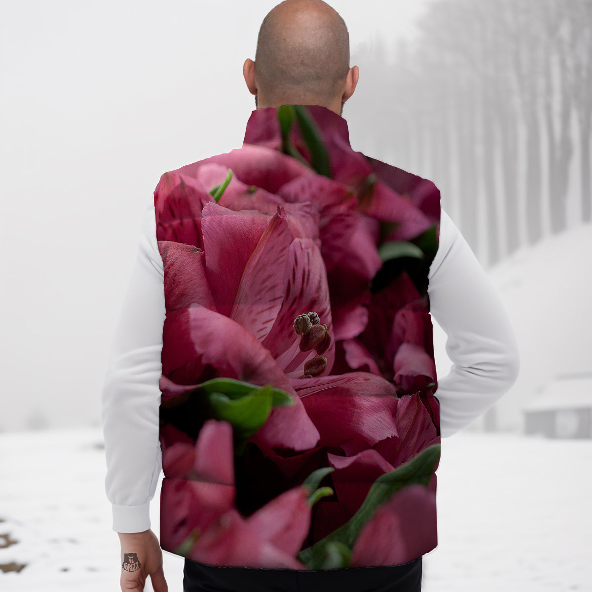 Alstroemeria Burgundy Print Down Vest