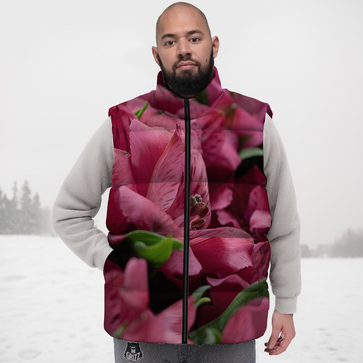 Alstroemeria Burgundy Print Down Vest