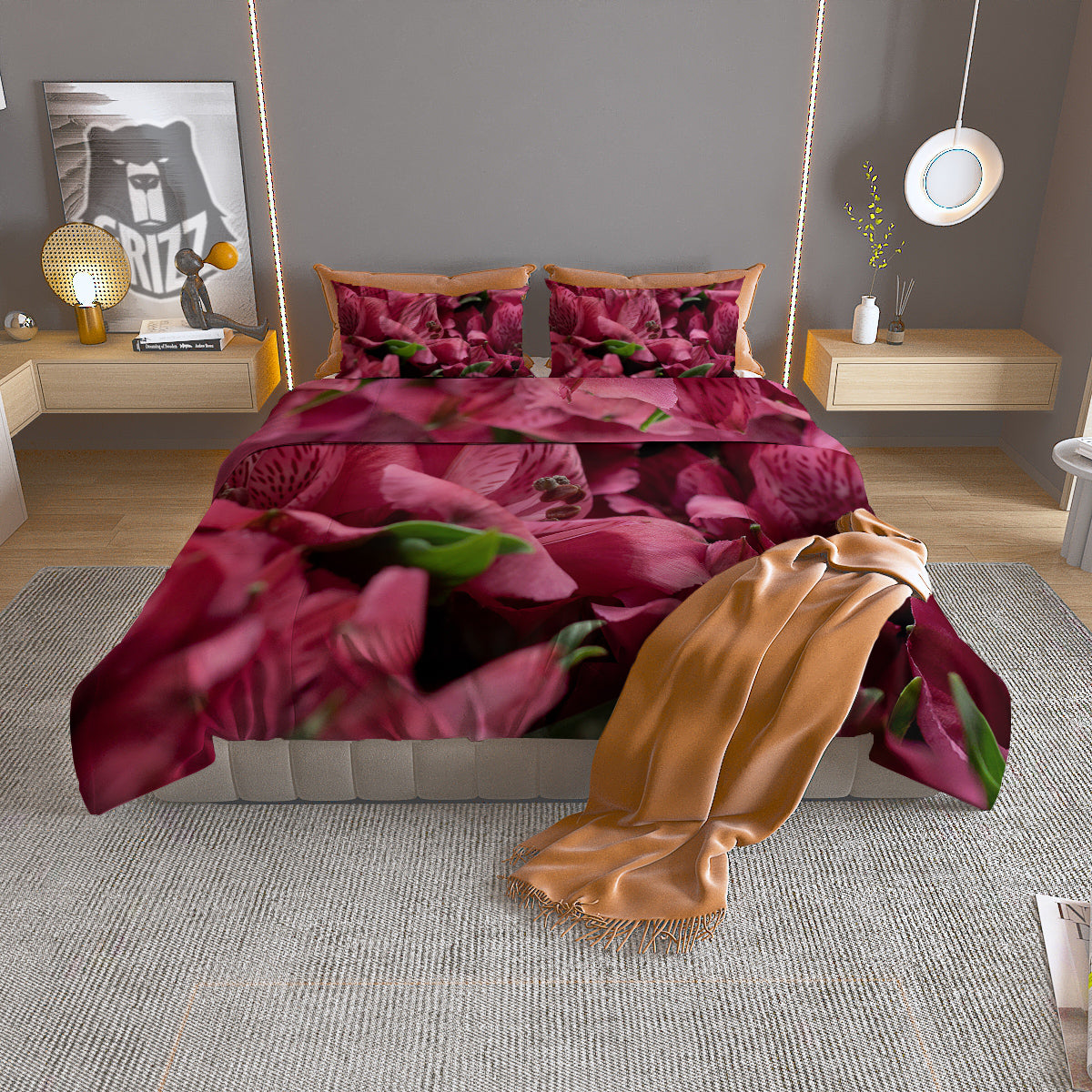 Alien UFO Green Cute Print Duvet Cover Bedding Set