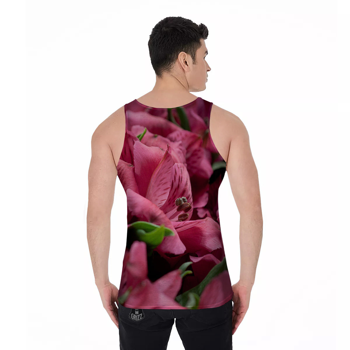 Alstroemeria Burgundy Print Men's Tank Top-grizzshop