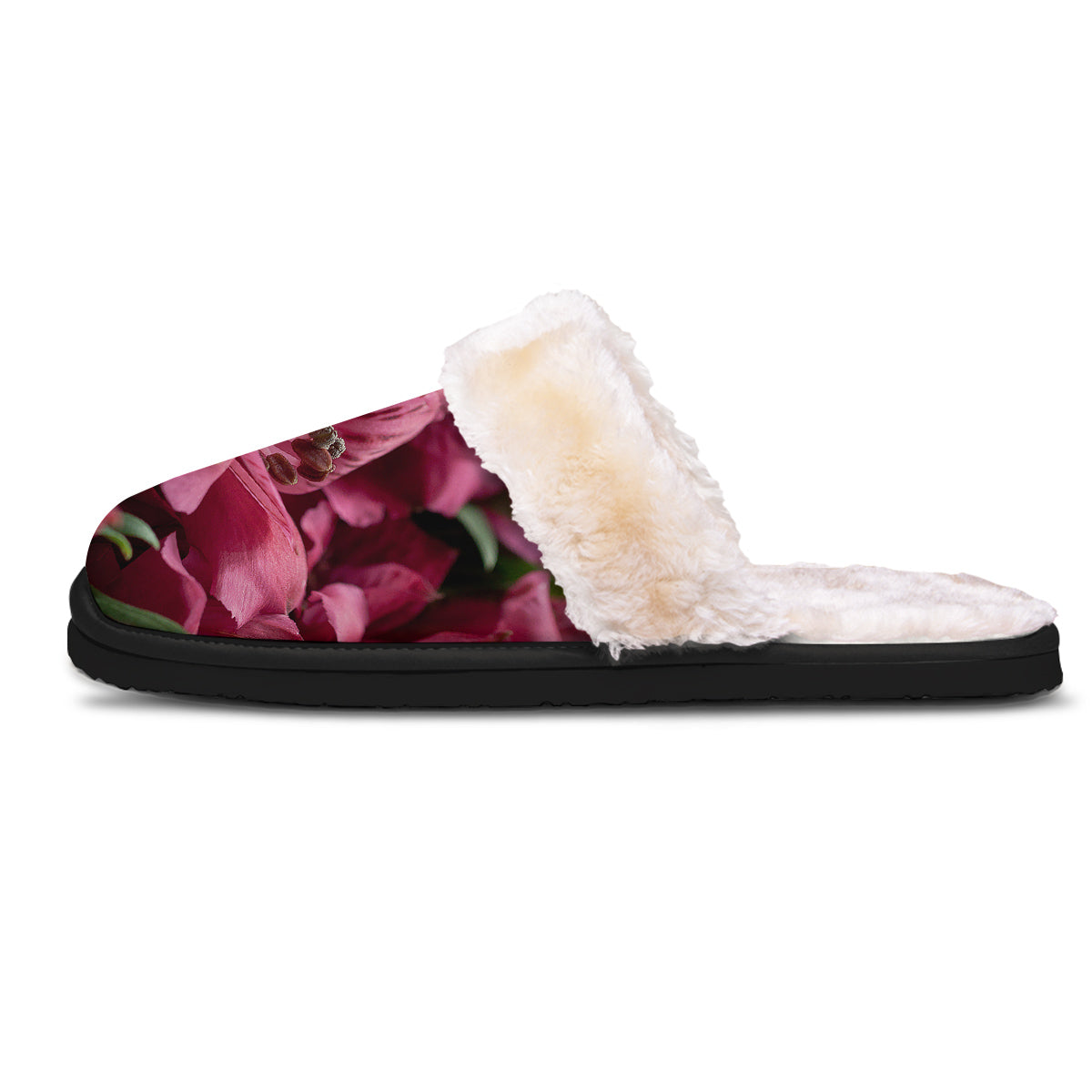 Alstroemeria Burgundy Print Slippers-grizzshop