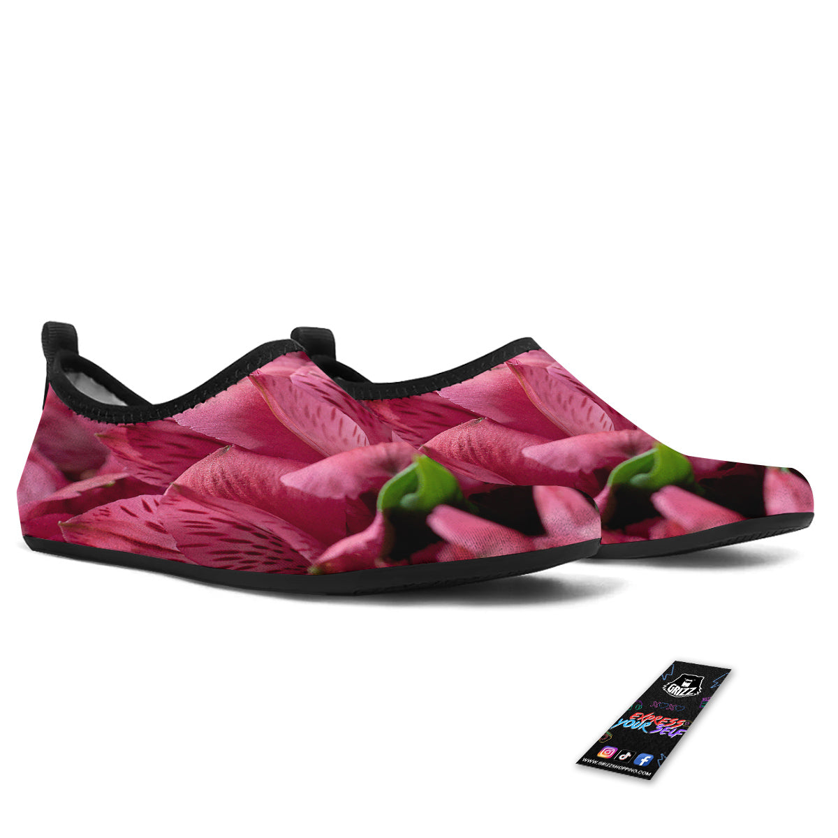 Alstroemeria Burgundy Print Water Shoes-grizzshop