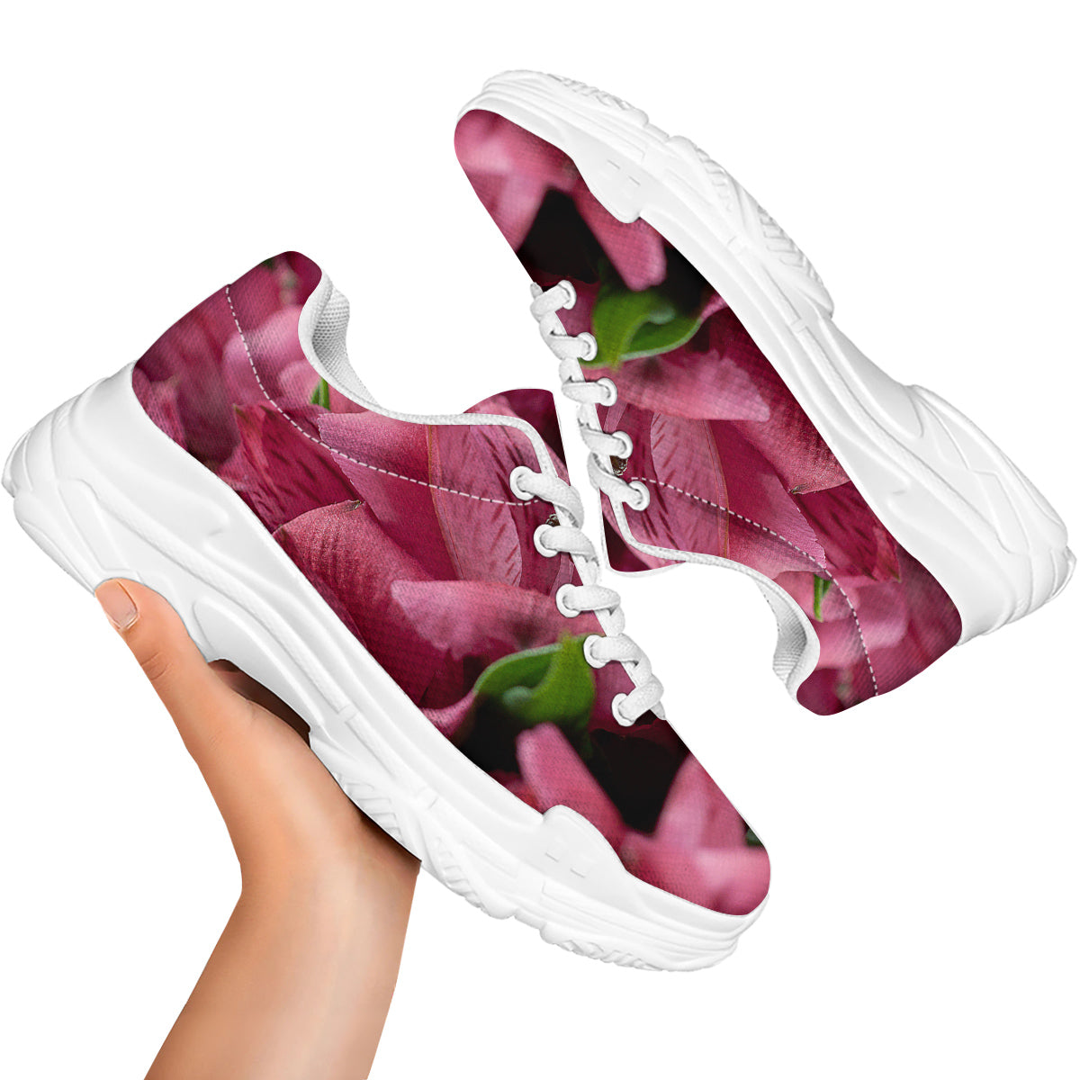 Alstroemeria Burgundy Print White Chunky Shoes-grizzshop
