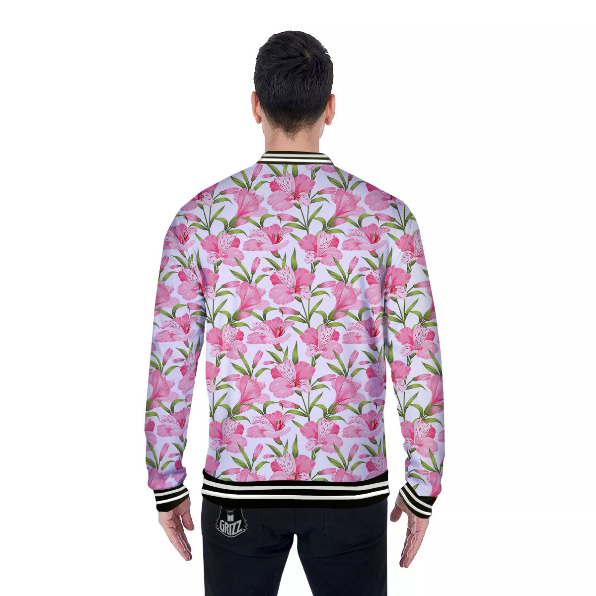Alstroemeria Flowers Print Baseball Jacket-grizzshop
