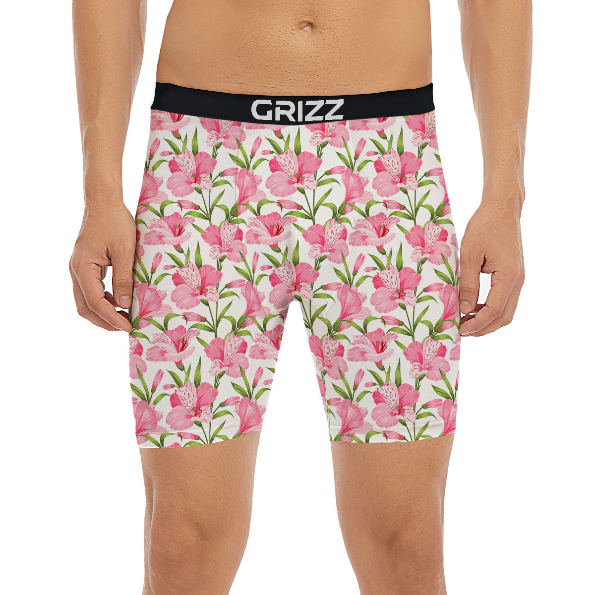 Alstroemeria Flowers Print Boxer Briefs-grizzshop