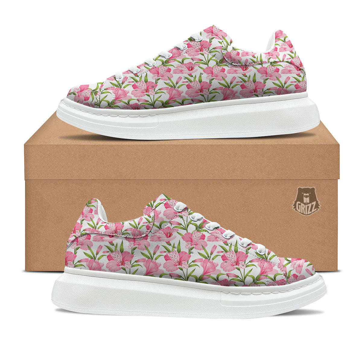 Alstroemeria Flowers Print Platform Shoes-grizzshop