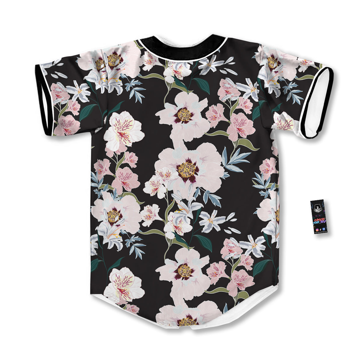 Alstroemeria Pink And White Print Pattern Baseball Jersey-grizzshop
