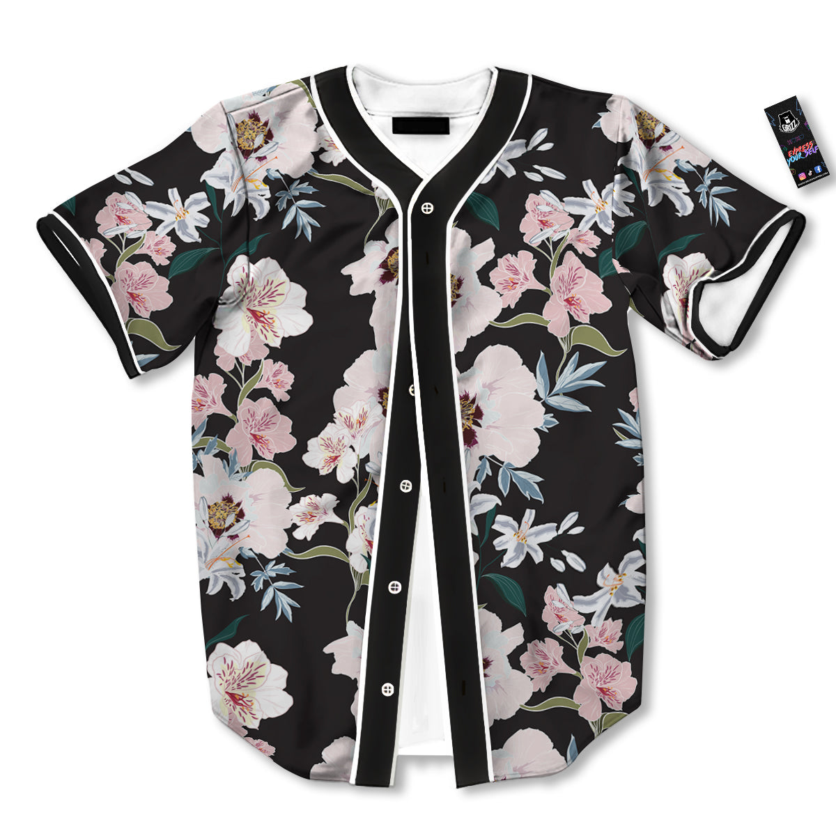 Alstroemeria Pink And White Print Pattern Baseball Jersey-grizzshop