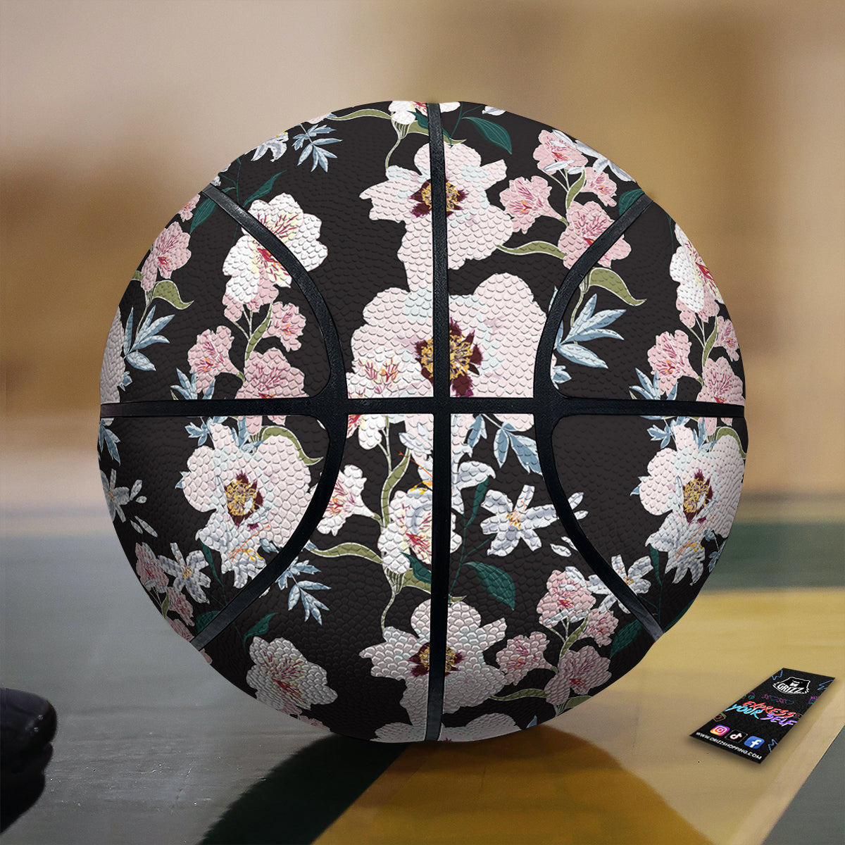 Alstroemeria Pink And White Print Pattern Basketball