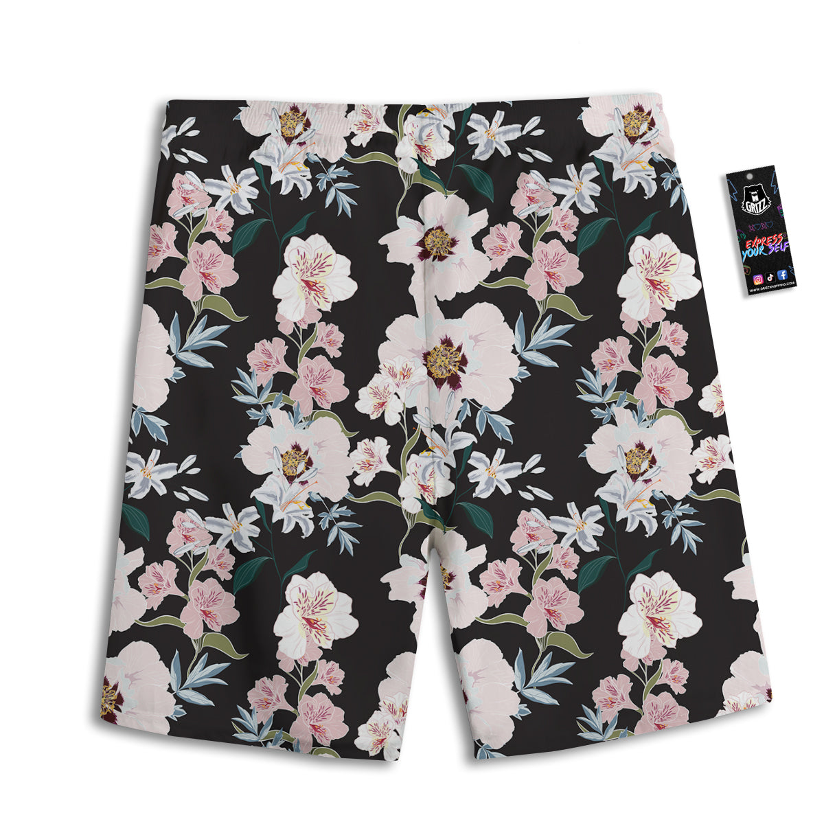 Alstroemeria Pink And White Print Pattern Men's Athletic Shorts