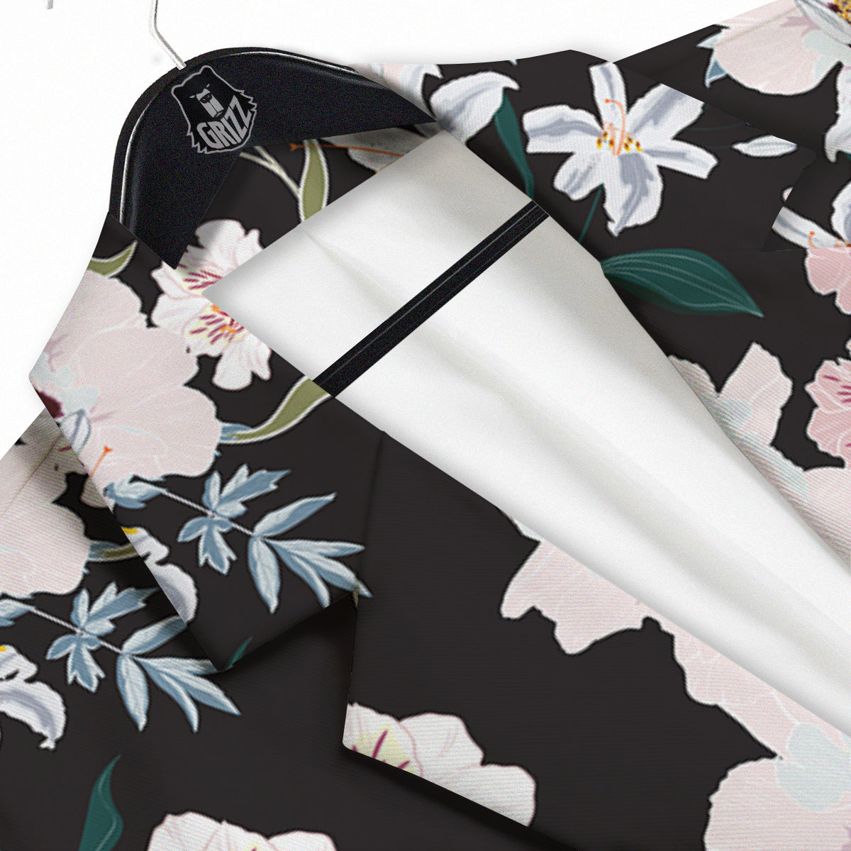 Alstroemeria Pink And White Print Pattern Men's Sport Coat-grizzshop