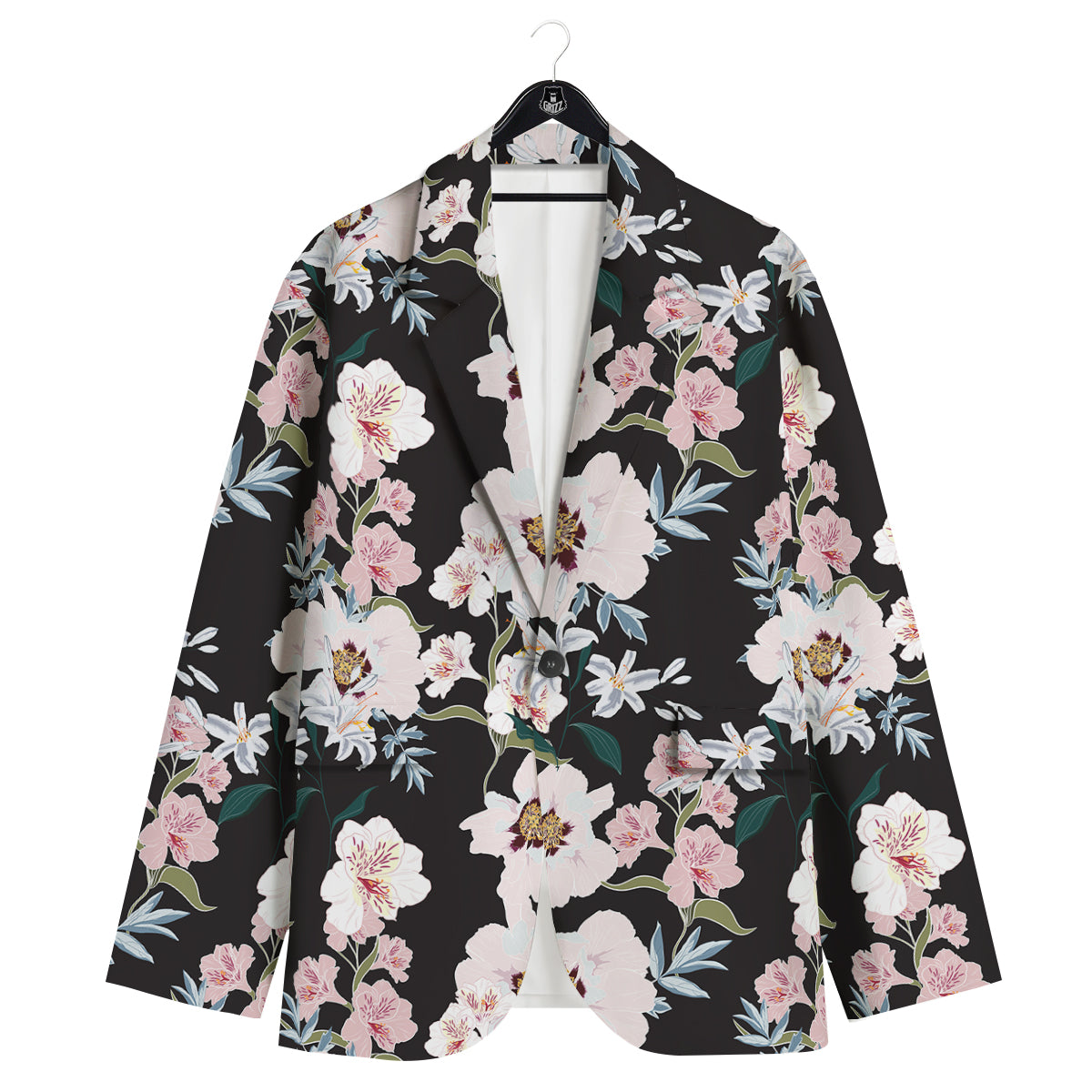 Alstroemeria Pink And White Print Pattern Men's Sport Coat-grizzshop