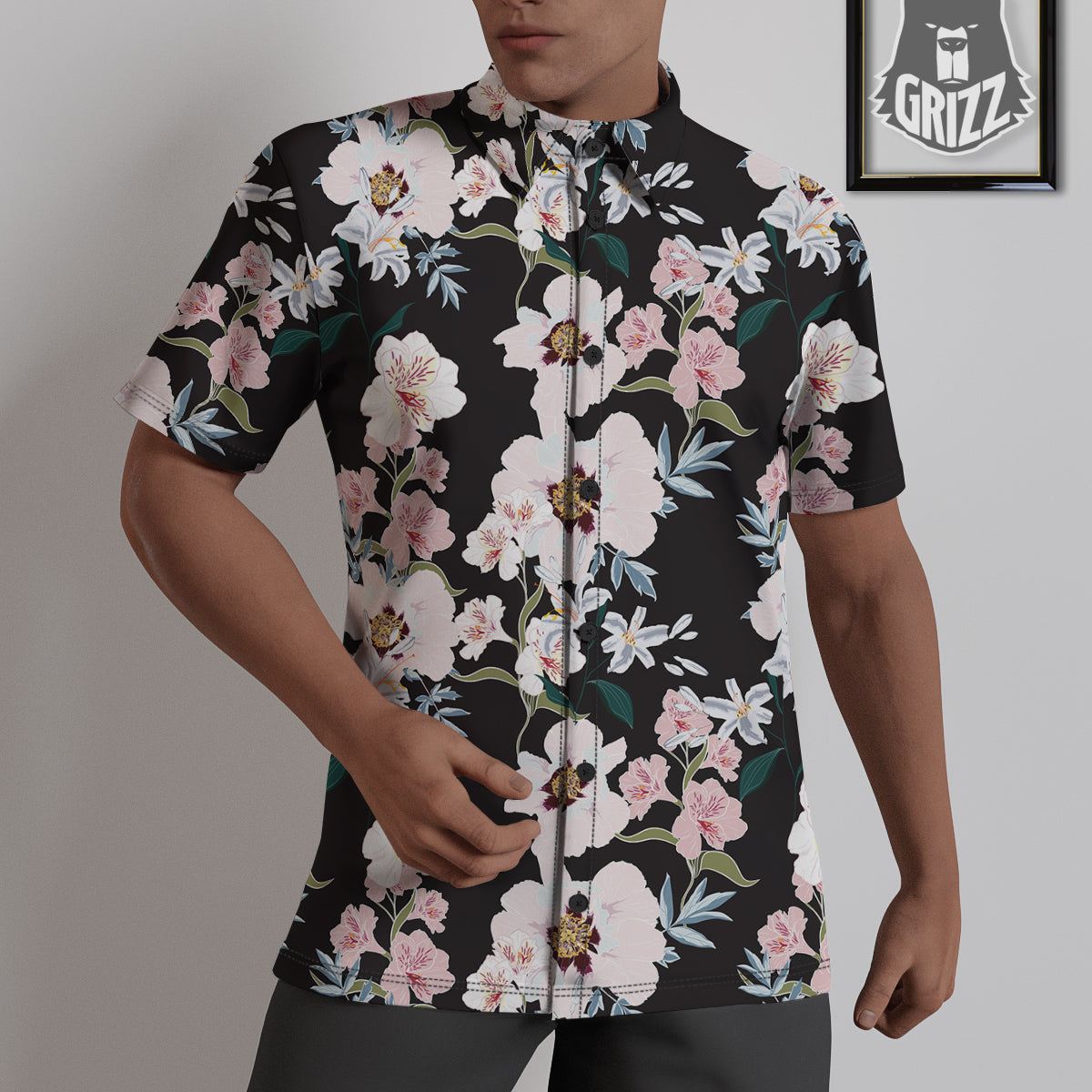 Alstroemeria Pink And White Print Pattern Untucked Shirts-grizzshop