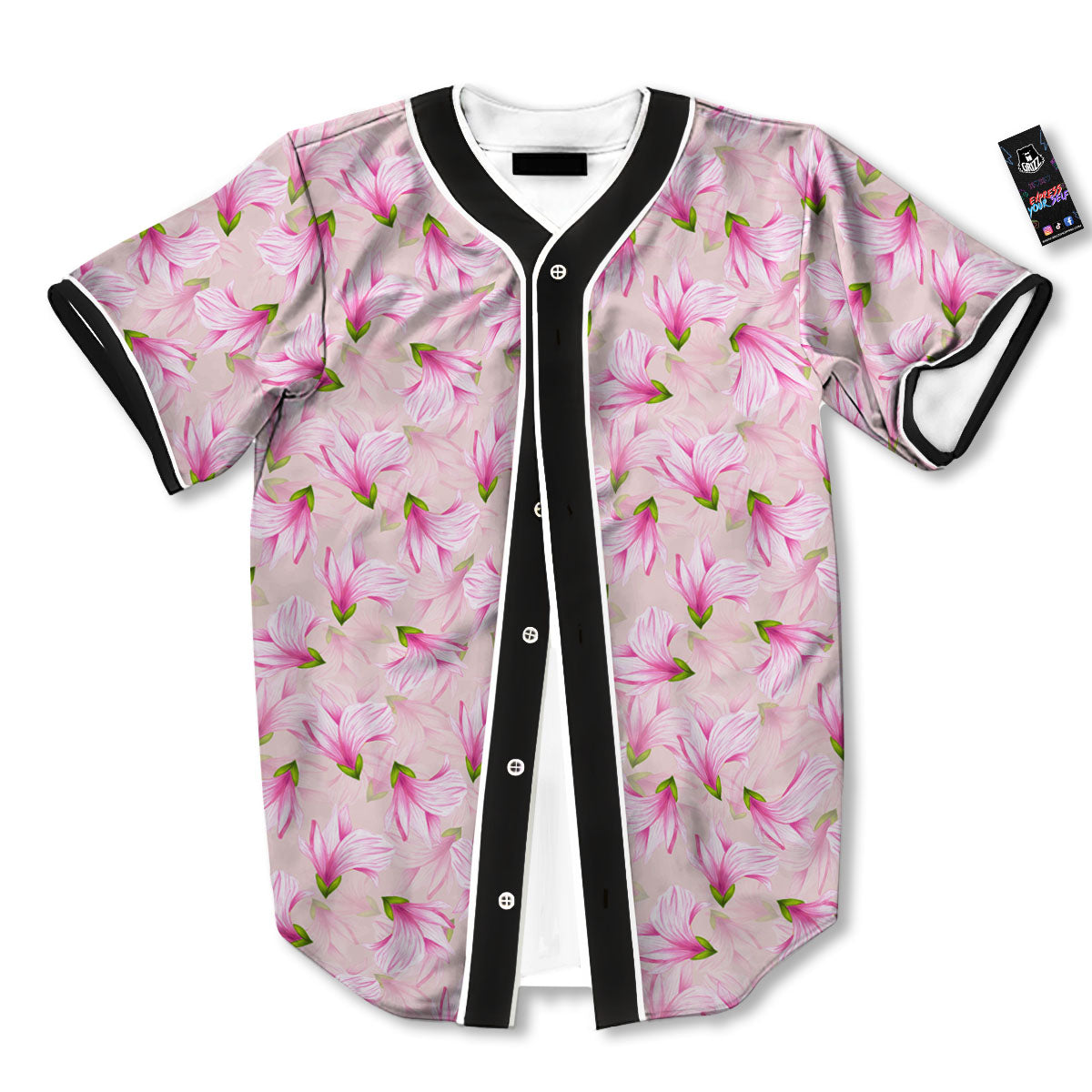 Alstroemeria Pink Print Pattern Baseball Jersey-grizzshop