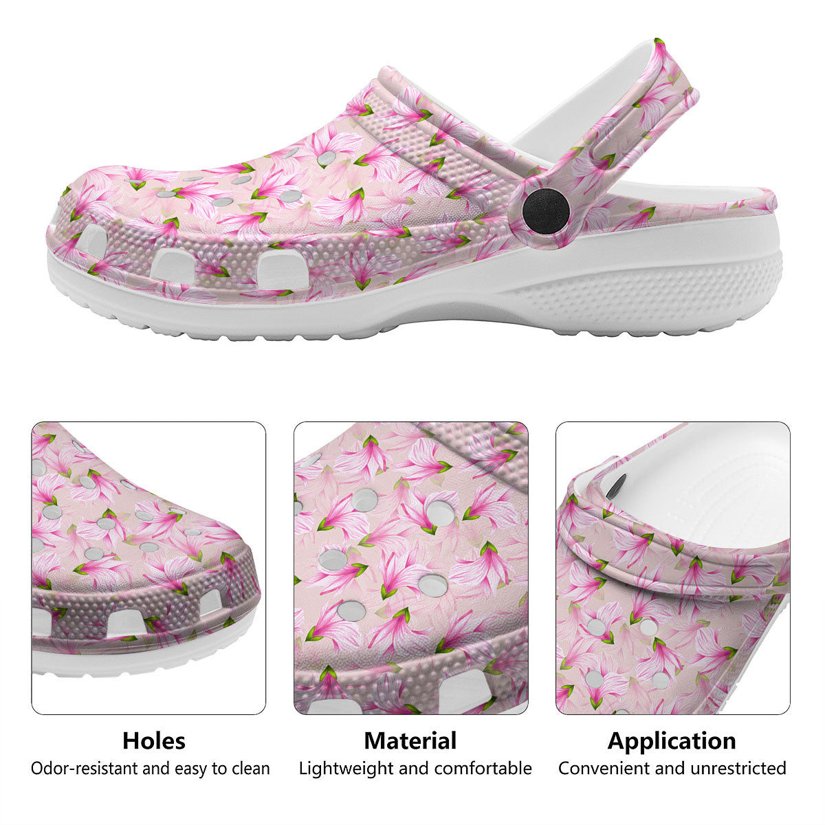 Alstroemeria Pink Print Pattern Clog-grizzshop