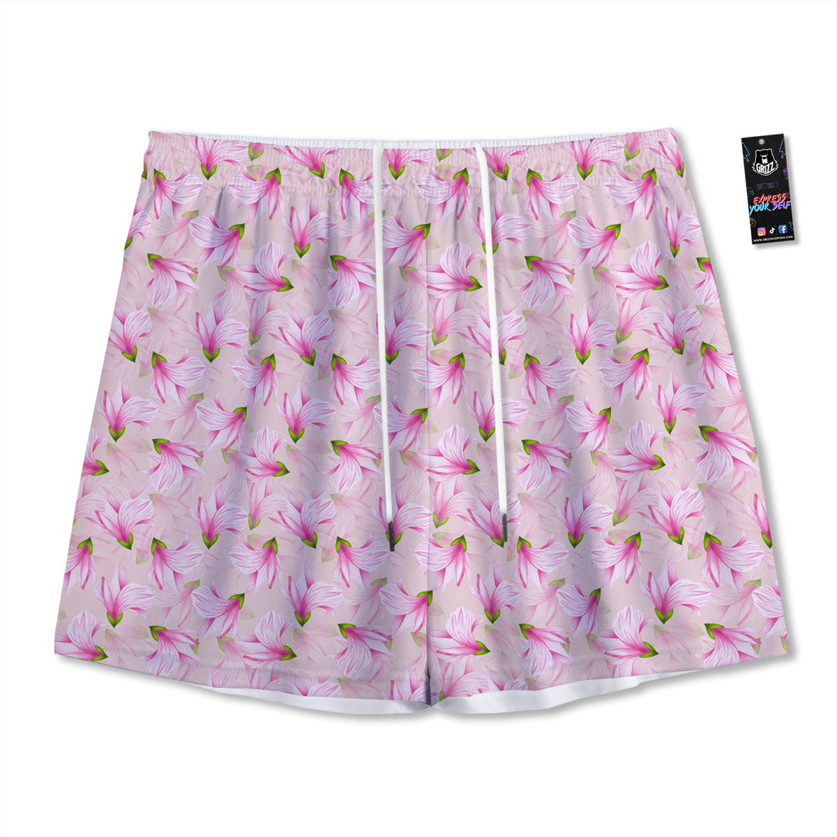 Alstroemeria Pink Print Pattern Mesh Shorts