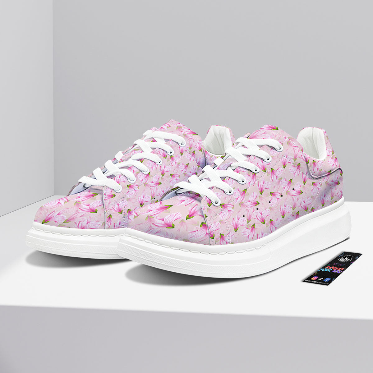 Alstroemeria Pink Print Pattern Platform Shoes-grizzshop