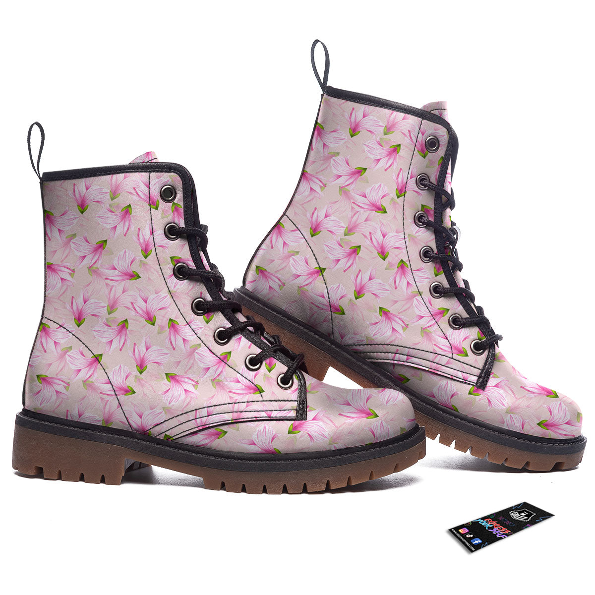 Alstroemeria Pink Print Pattern Work Boots-grizzshop