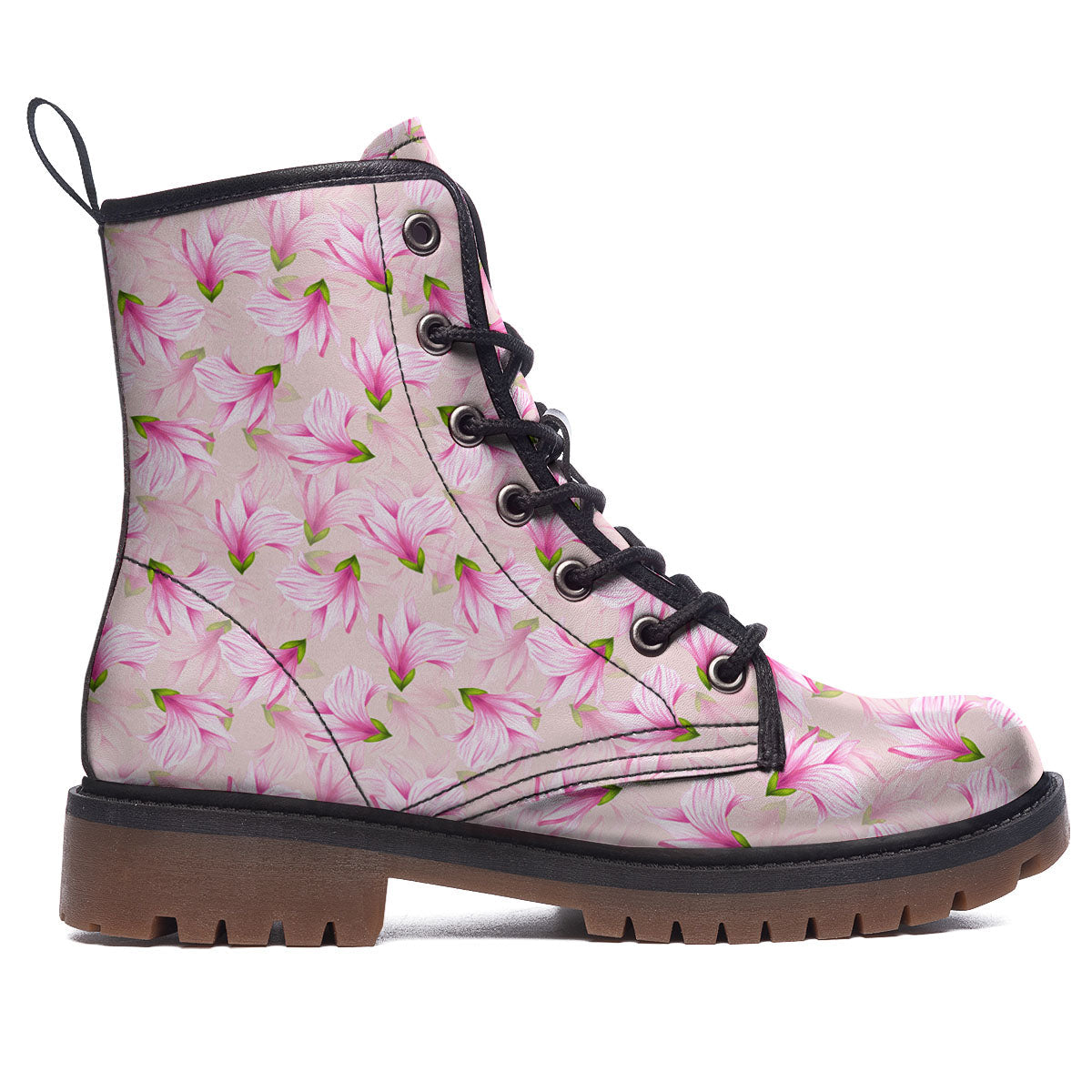 Alstroemeria Pink Print Pattern Work Boots-grizzshop