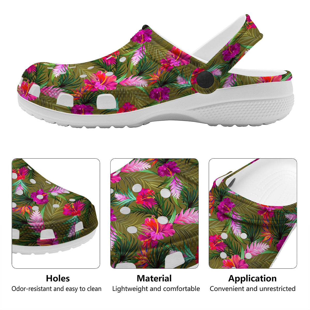 Alstroemeria Purple Pattern Clog-grizzshop