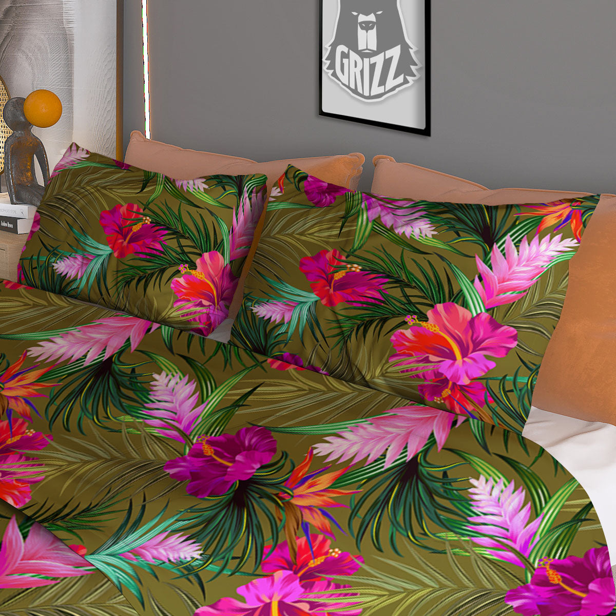 Alstroemeria Pink And White Print Pattern Duvet Cover Bedding Set