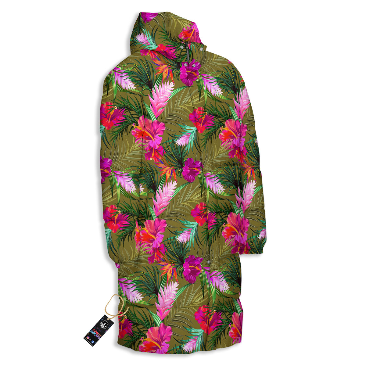 Alstroemeria Purple Pattern Long Down Jacket-grizzshop