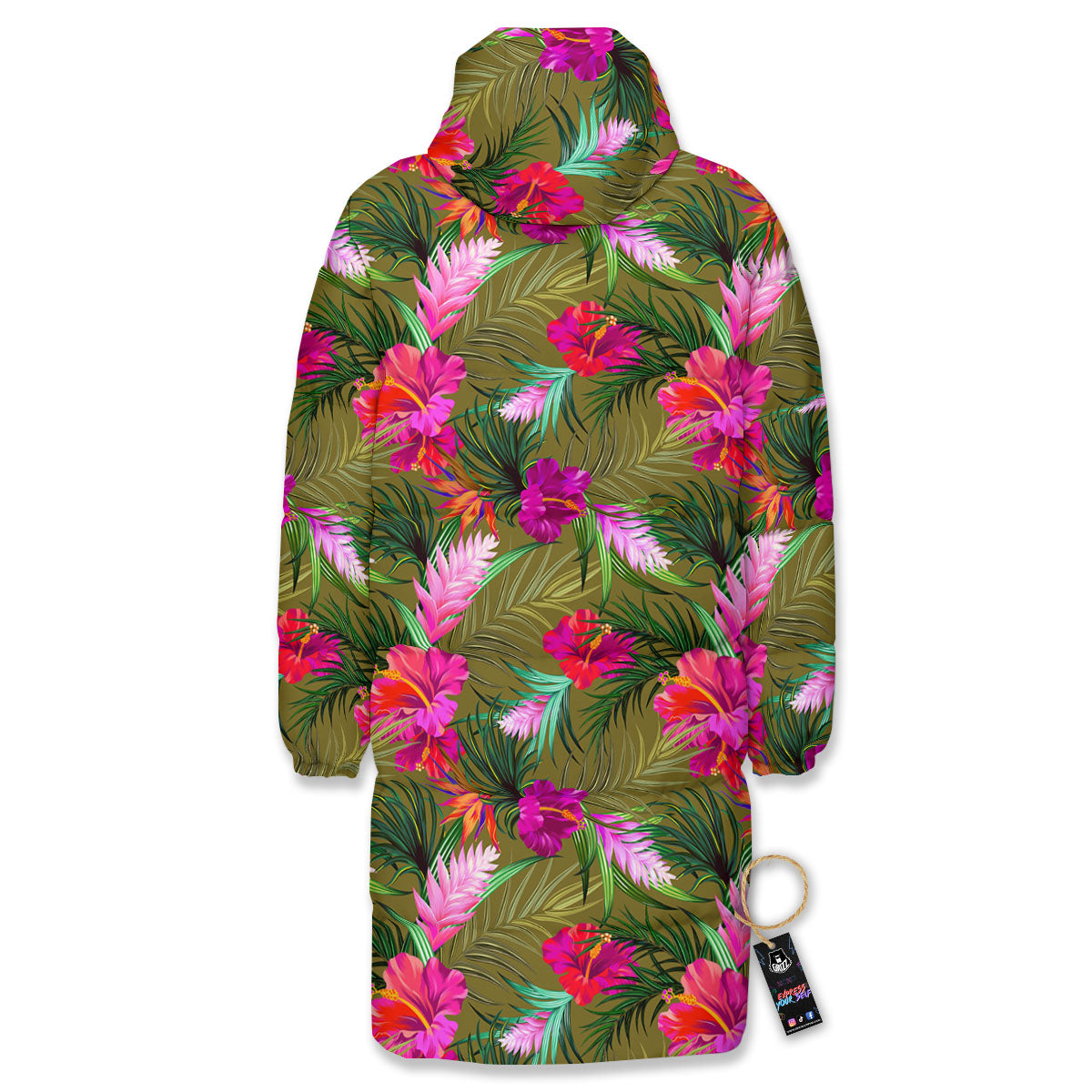 Alstroemeria Purple Pattern Long Down Jacket-grizzshop