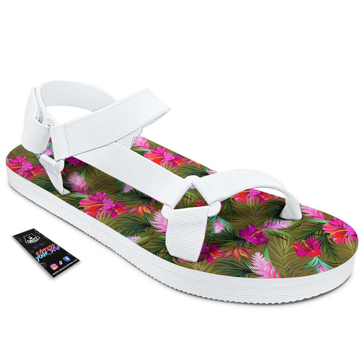 Alstroemeria Purple Pattern White Open Toe Sandals-grizzshop