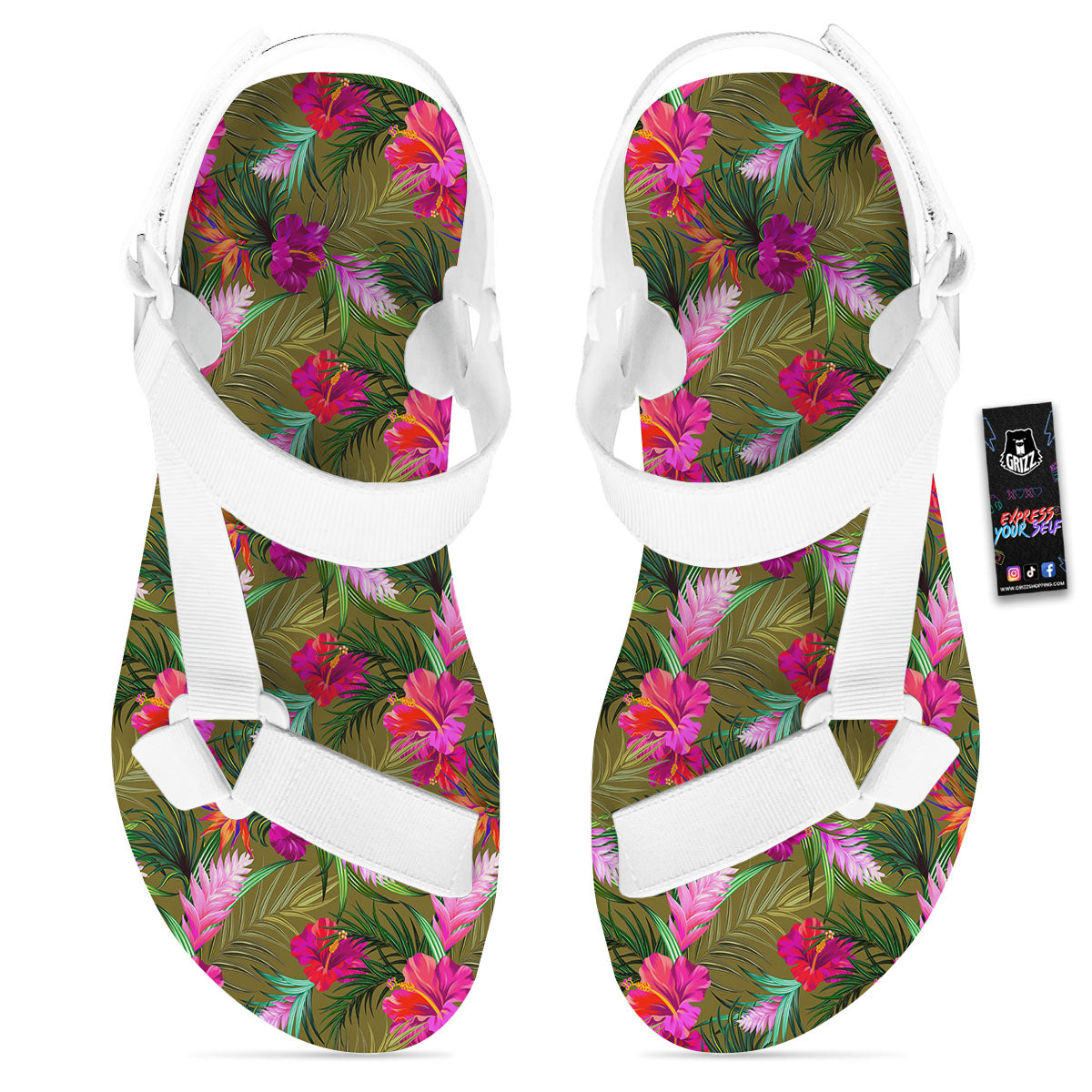 Alstroemeria Purple Pattern White Open Toe Sandals-grizzshop