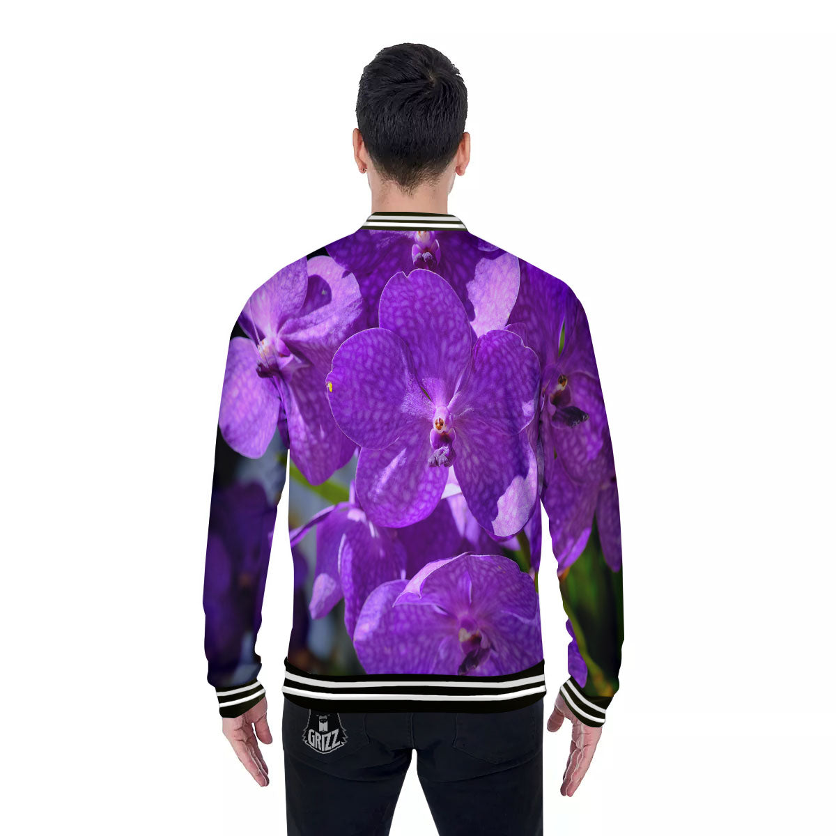 Alstroemeria Purple Print Baseball Jacket-grizzshop