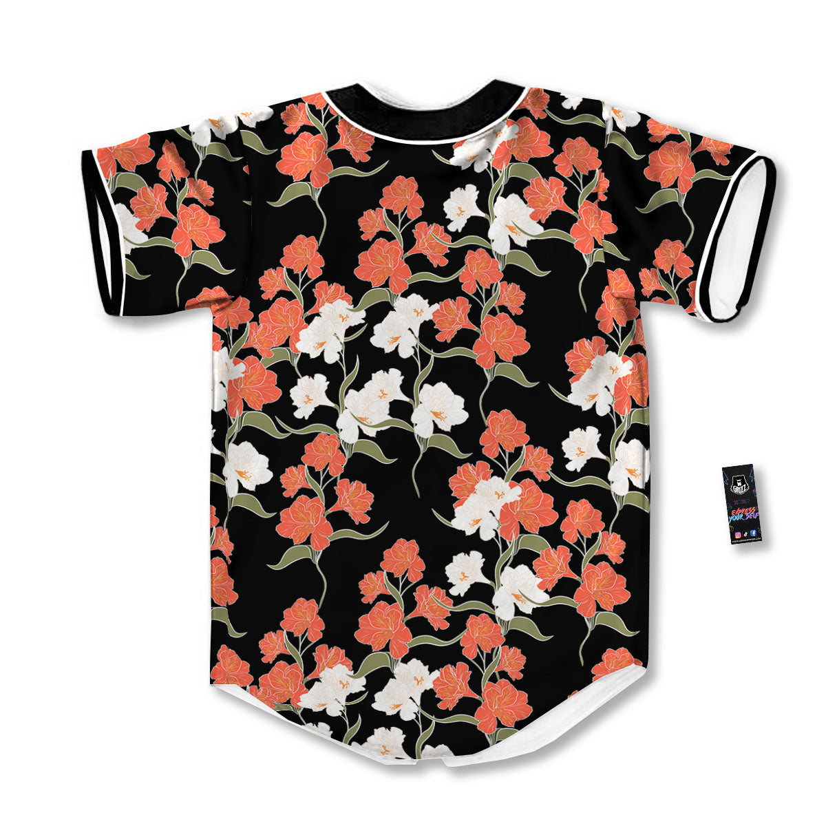 Alstroemeria Red Print Pattern Baseball Jersey-grizzshop