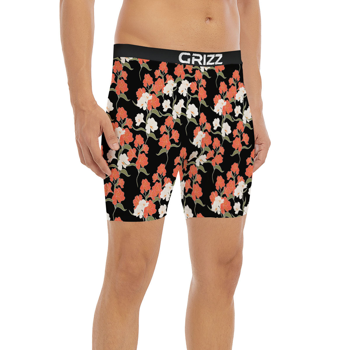 Alstroemeria Red Print Pattern Boxer Briefs-grizzshop