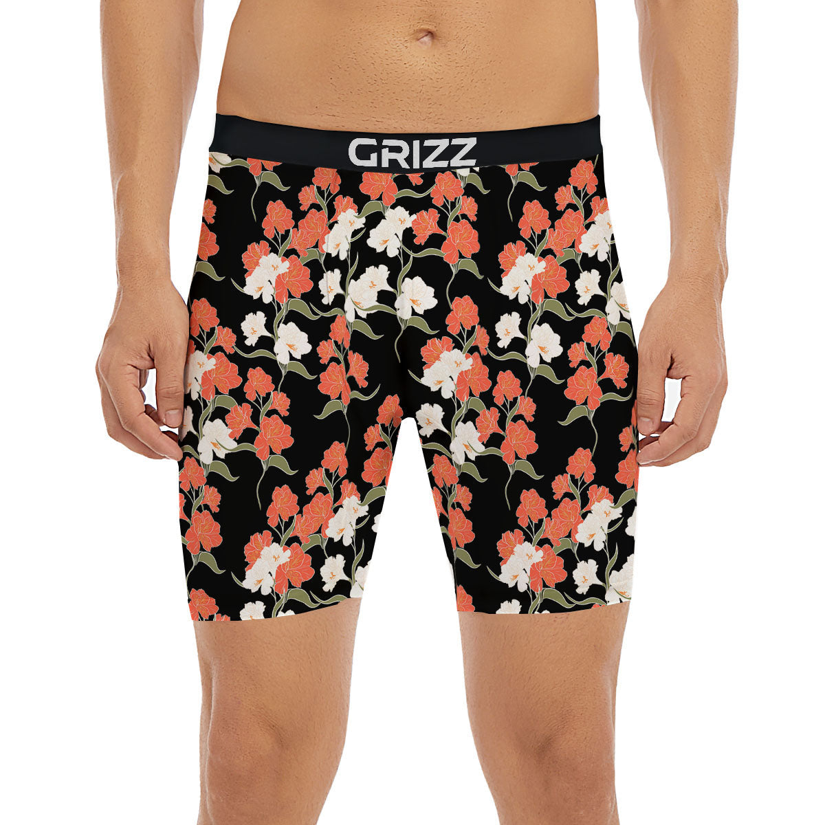 Alstroemeria Red Print Pattern Boxer Briefs-grizzshop