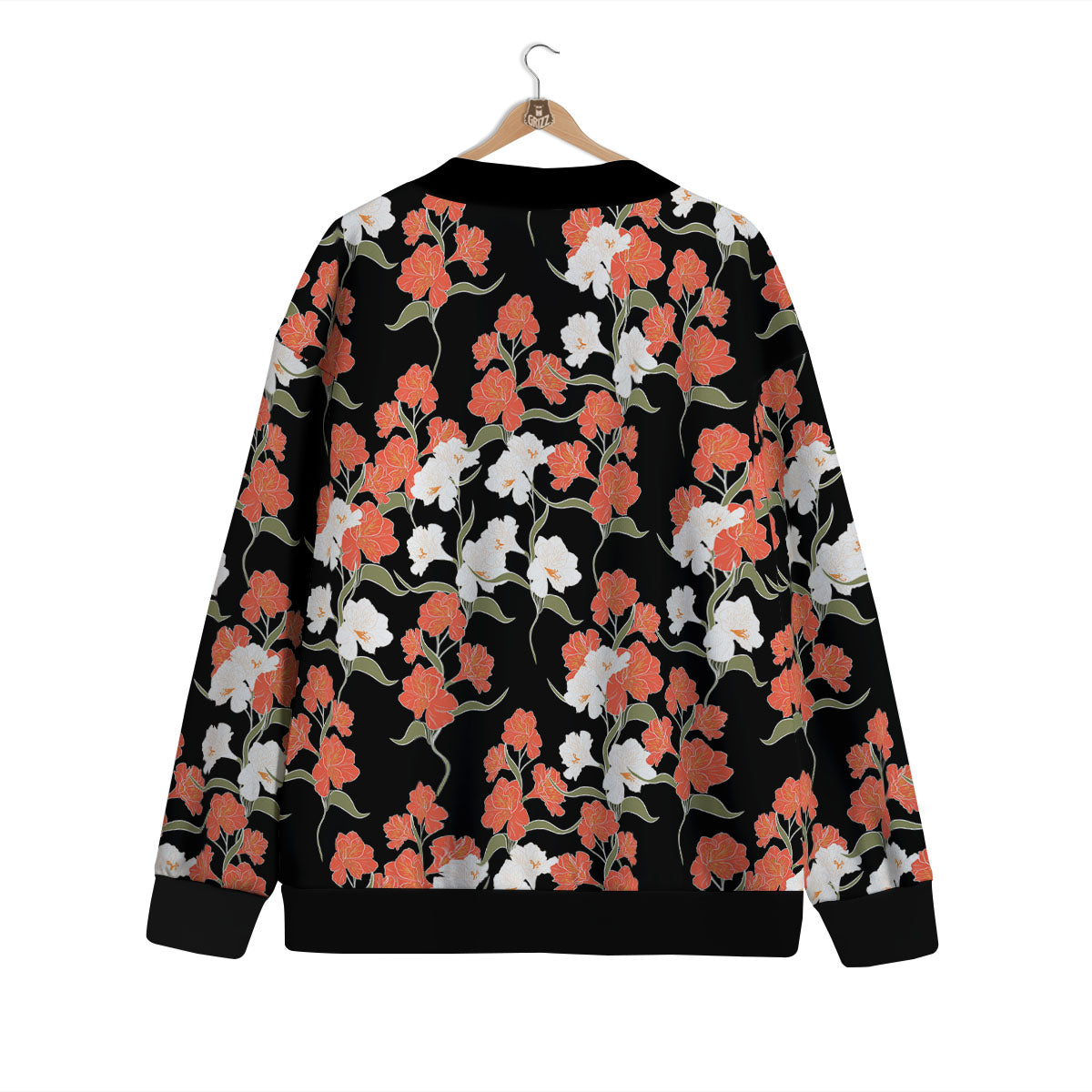 Alstroemeria Red Print Pattern Cardigan-grizzshop