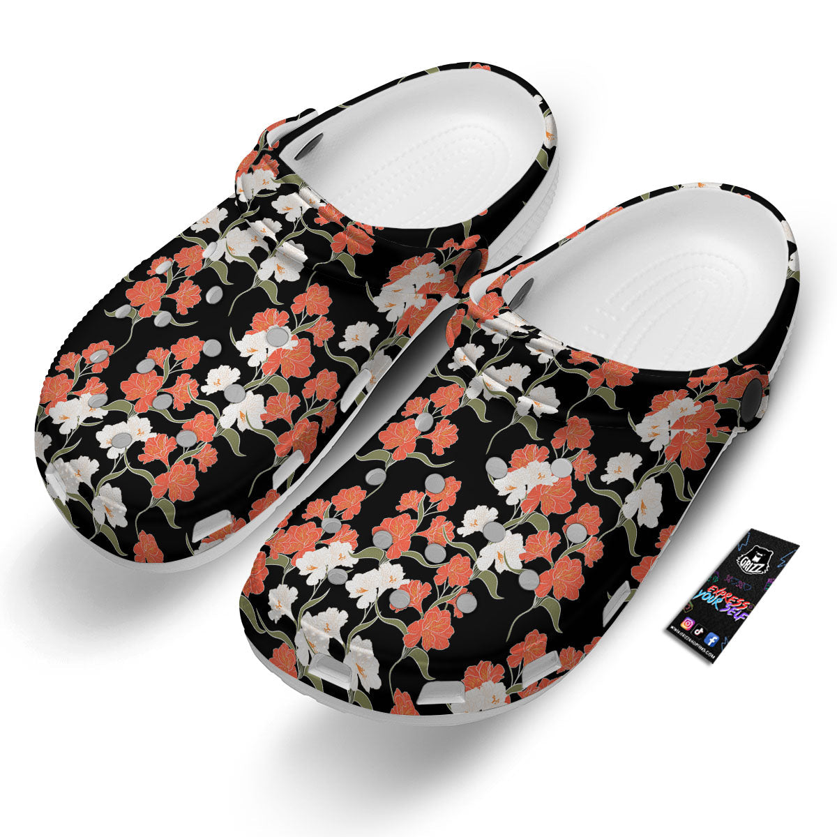 Alstroemeria Red Print Pattern Clog-grizzshop