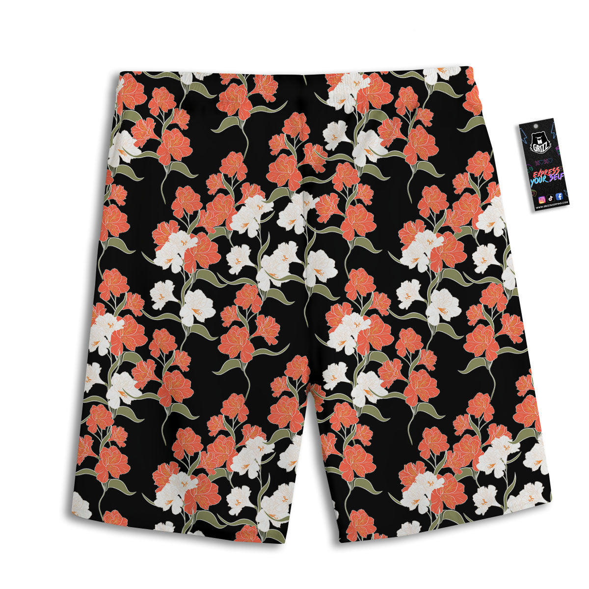 Alstroemeria Red Print Pattern Men's Athletic Shorts