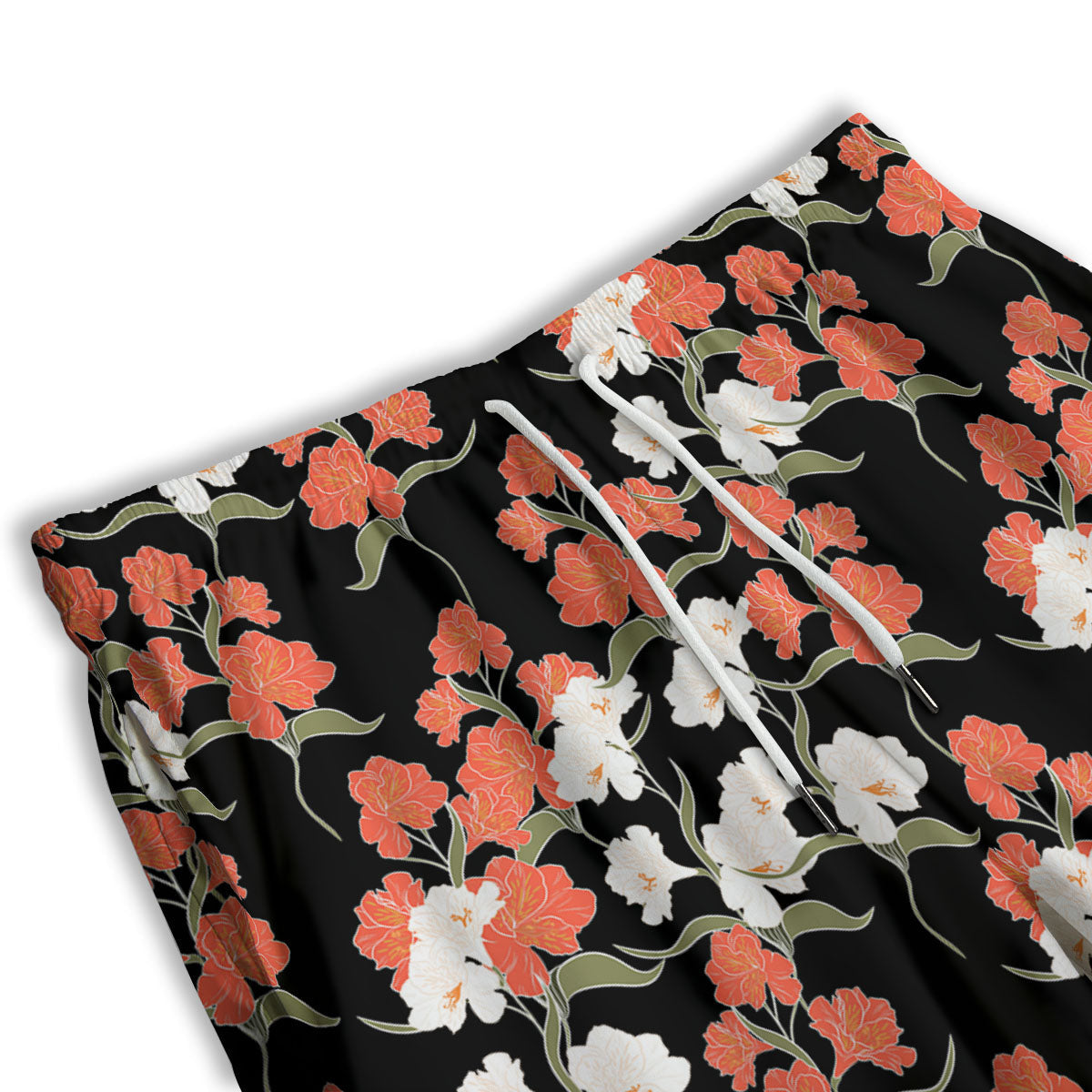 Alstroemeria Red Print Pattern Men's Athletic Shorts