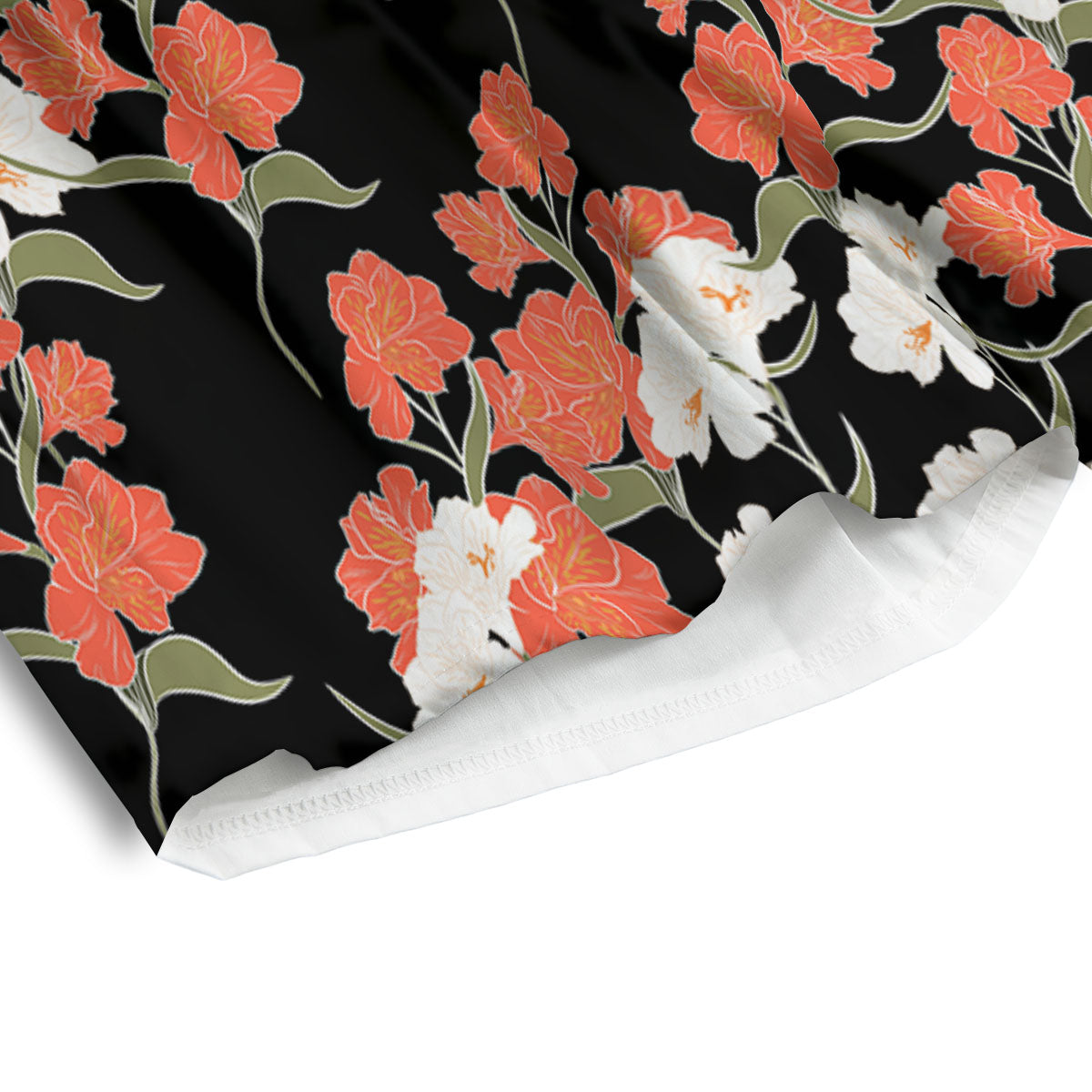 Alstroemeria Red Print Pattern Men's Athletic Shorts