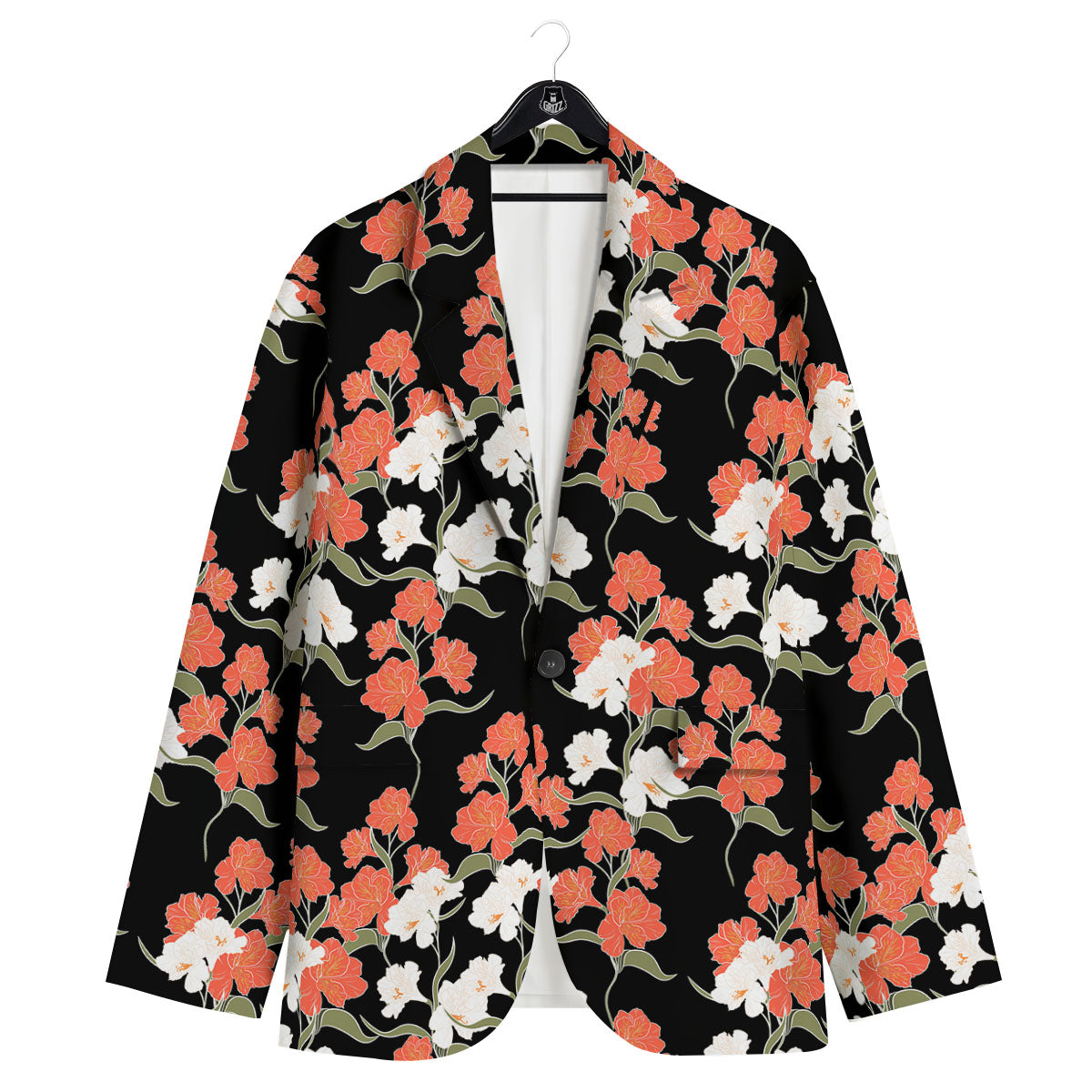 Alstroemeria Red Print Pattern Men's Sport Coat-grizzshop