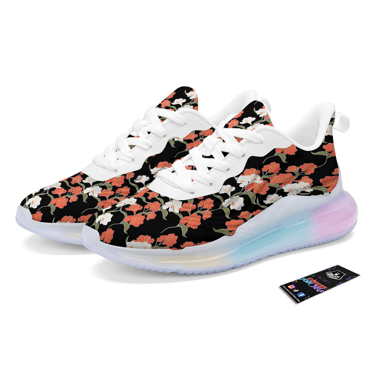 Alstroemeria Red Print Pattern Running Sneakers-grizzshop