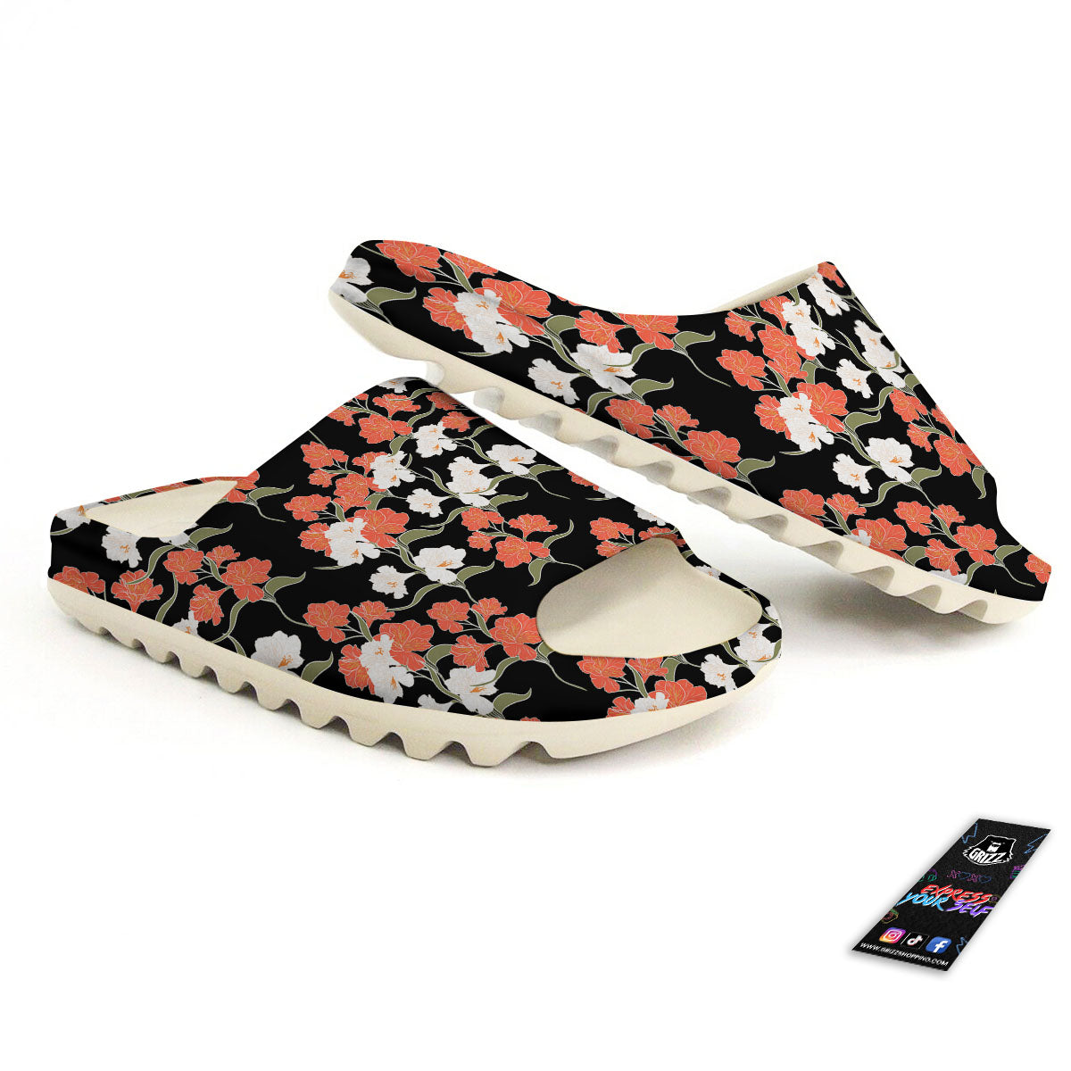 Alstroemeria Red Print Pattern Sandals-grizzshop