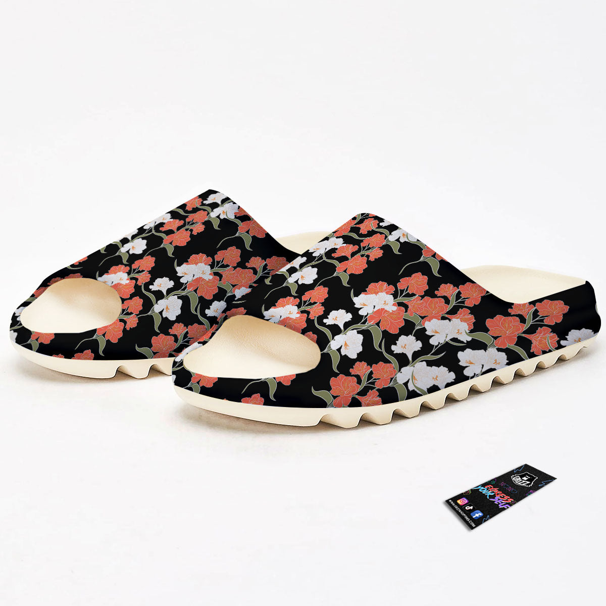 Alstroemeria Red Print Pattern Sandals-grizzshop