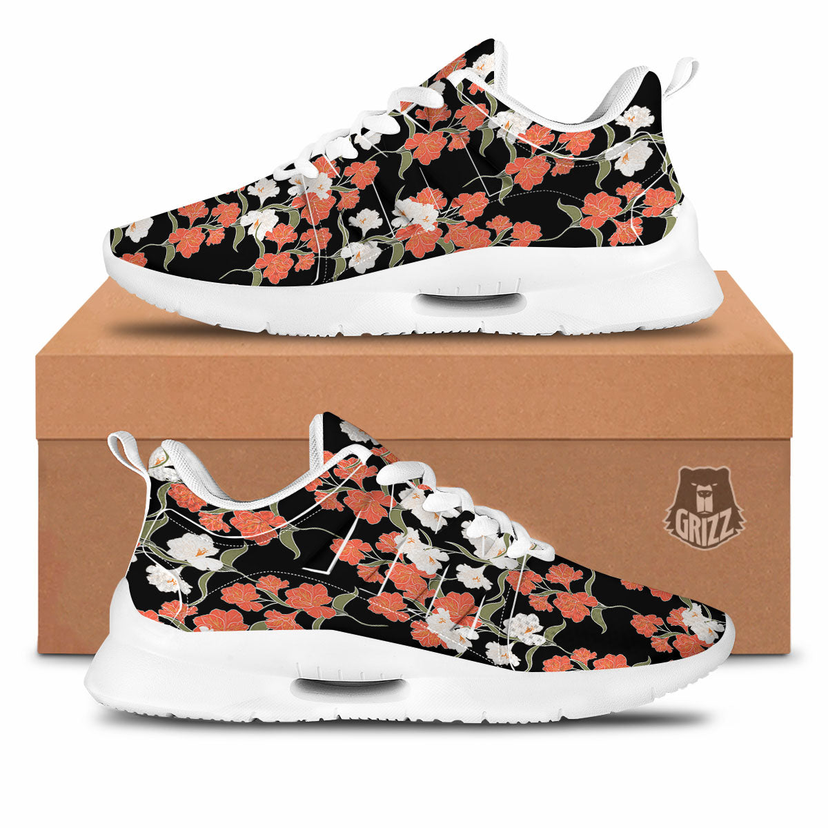 Alstroemeria Red Print Pattern Tennis Shoes-grizzshop