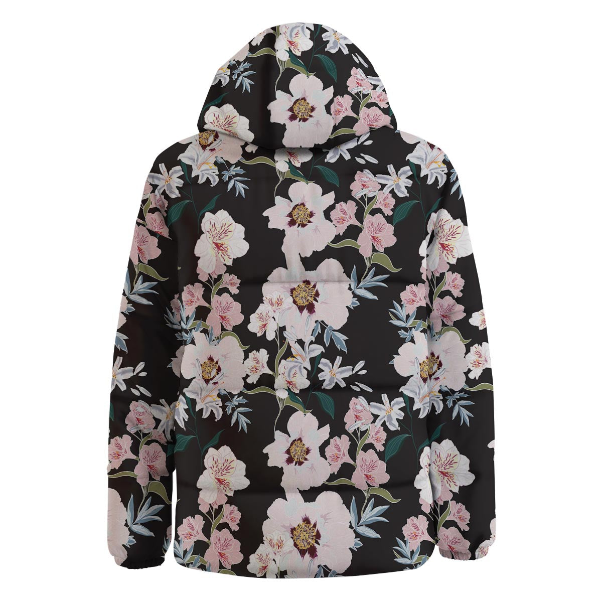 Alstroemeria Tropical Print Pattern Down Jacket-grizzshop