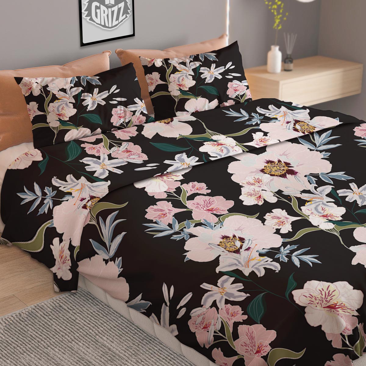 Alstroemeria Tropical Print Pattern Duvet Cover Bedding Set