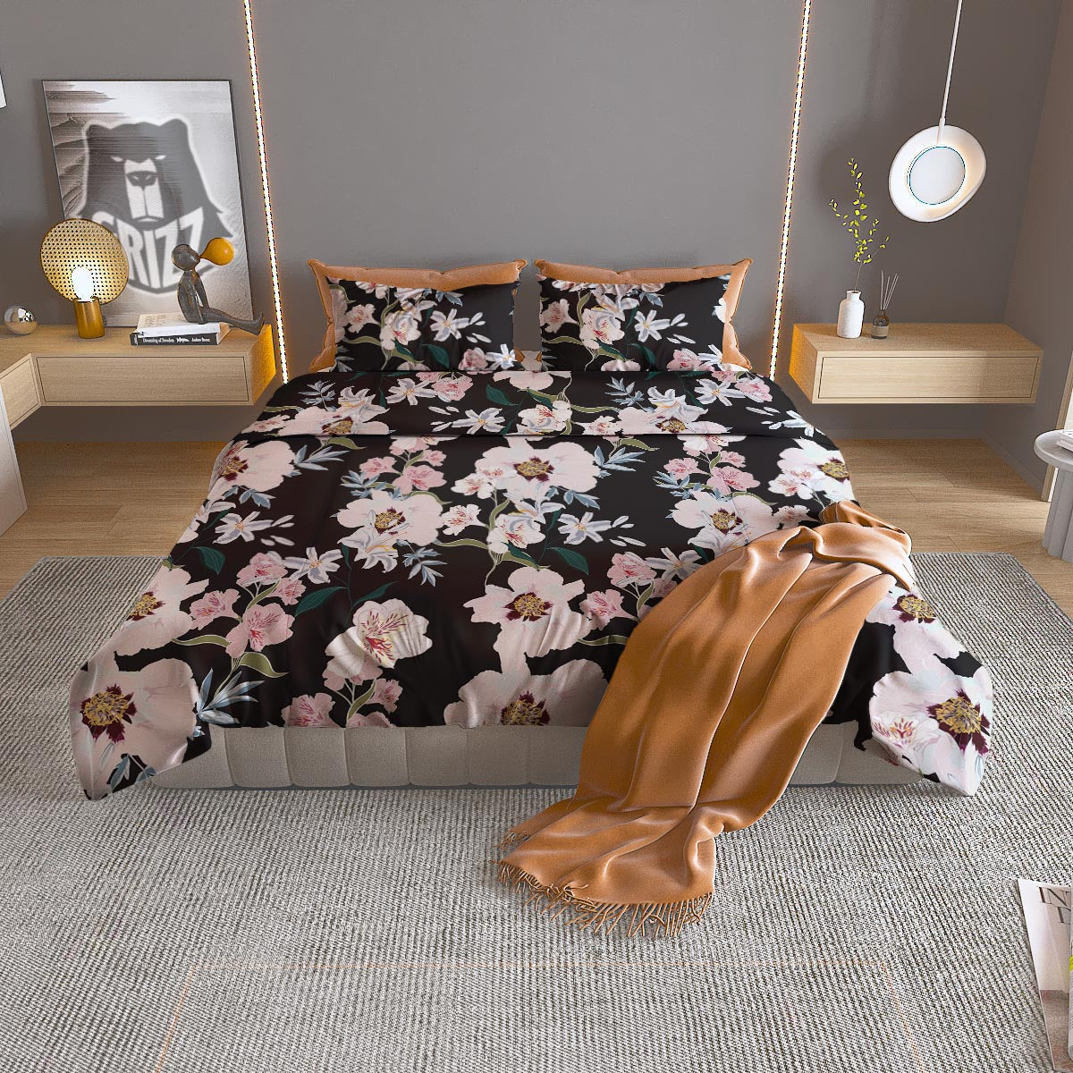 Alstroemeria Tropical Print Pattern Duvet Cover Bedding Set