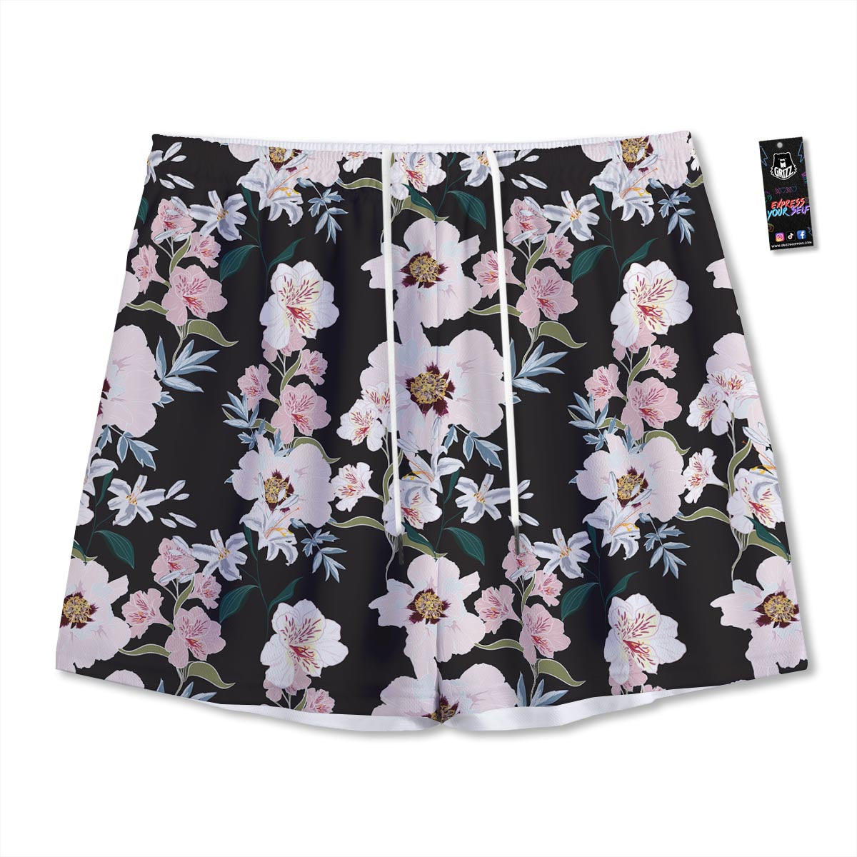 Alstroemeria Tropical Print Pattern Mesh Shorts