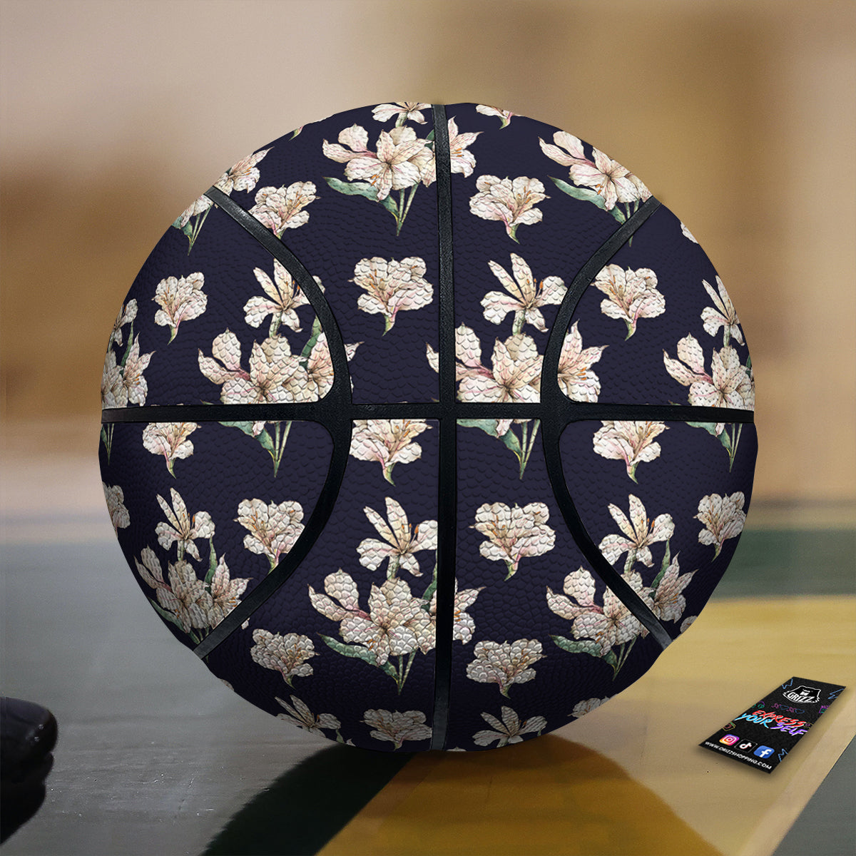 Alstroemeria Watercolor Print Pattern Basketball