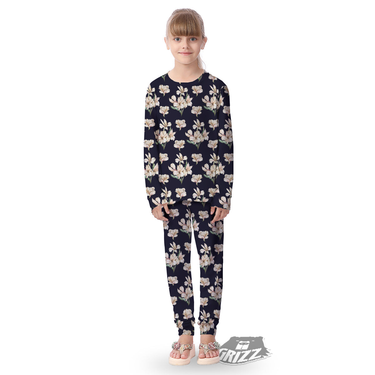 Alstroemeria Watercolor Print Pattern Kid's Pajamas-grizzshop
