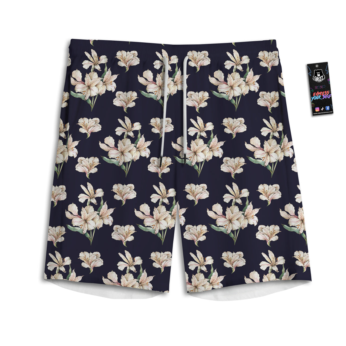 Alstroemeria Watercolor Print Pattern Men's Athletic Shorts